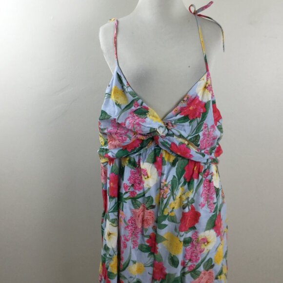 Old Navy Cropped Twist Front Smocked Floral Garden Wide Leg Jumpsuit xl - Picture 4 of 11